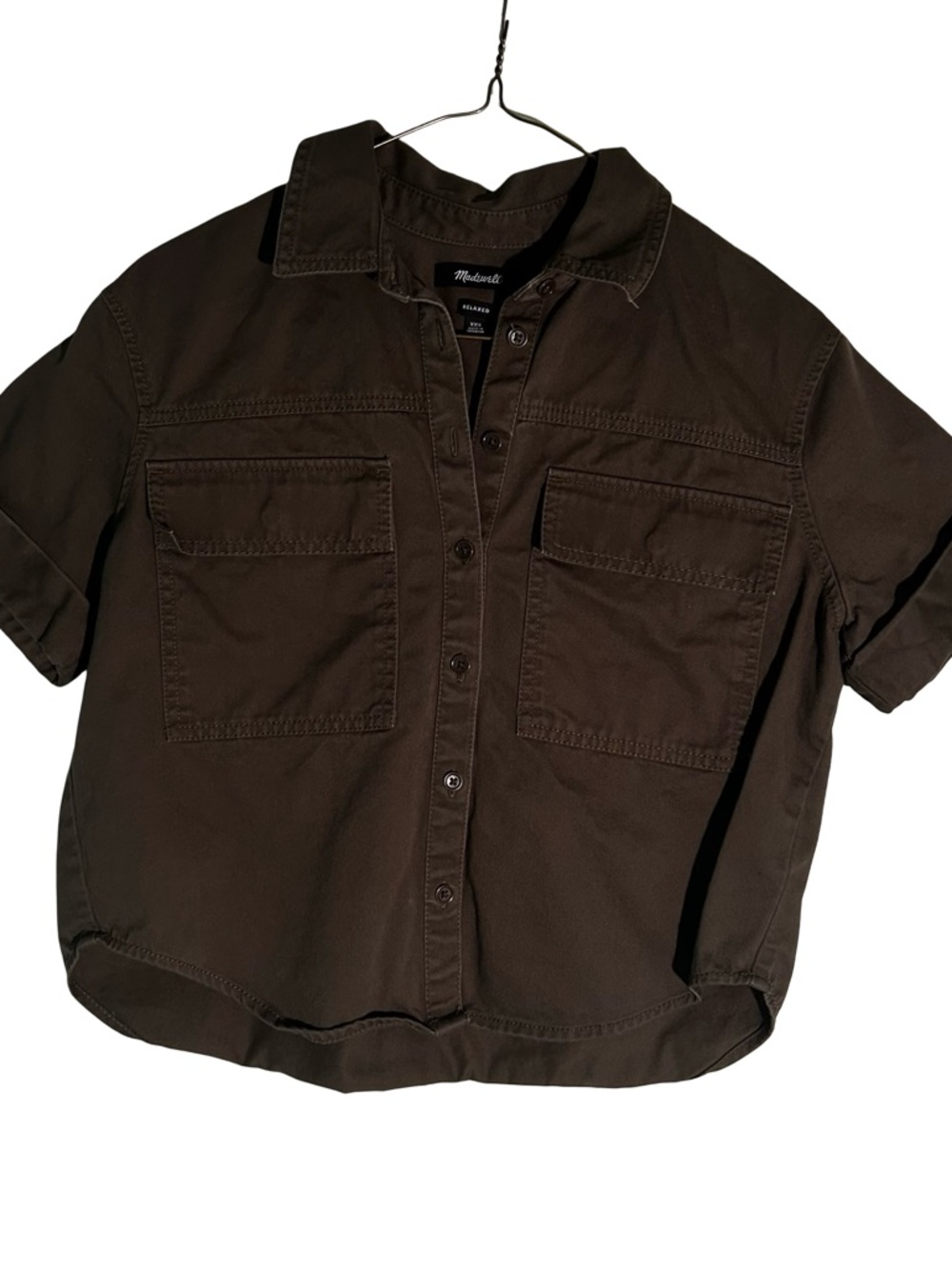 Madewell Brown Short-Sleeve Button-Front Kids Shirt